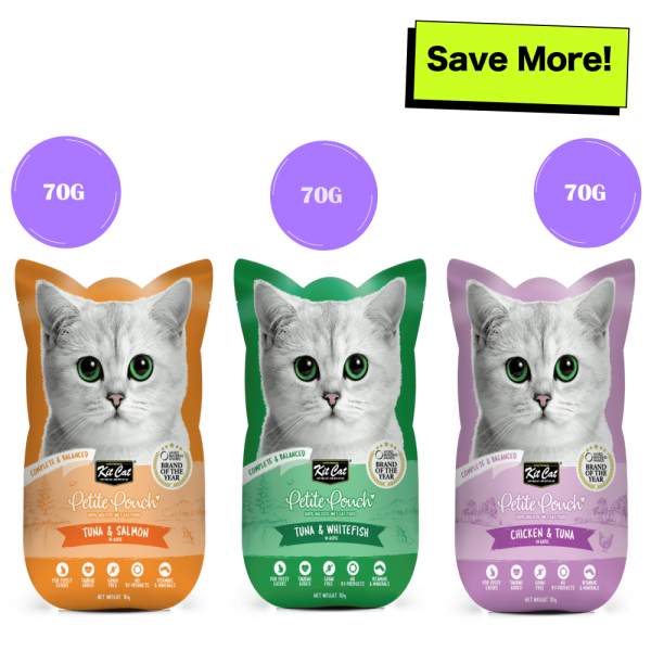 Kit Cat Tuna & White Fish, Chicken & Tuna, Tuna & Salmon Fish Cat Wet Food Combo For Sale