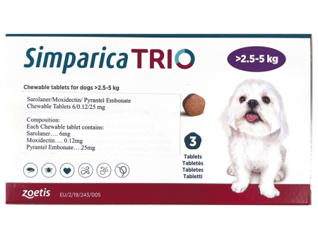 Zoetis Simparica Trio Tick and Flea Control Tablet for Dogs(1 tablet) Online now