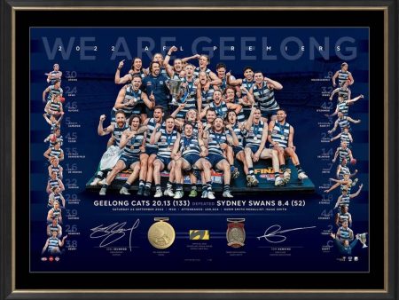 GEELONG - SELWOOD AND HAWKINS 2022 PREMIERS DUAL SIGNED LITHOGRAPH on Sale