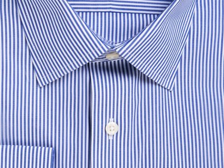 Classic Fit Blue Bengal Stripe Spread Collar Non-Iron broadcloth Dress Shirt Online Sale