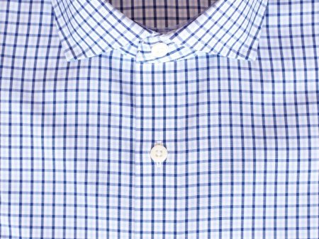 Tailored Fit Sky   Navy Tattersall check English Spread Collar Supima® Non-Iron Cotton Broadcloth Sport Shirt (B T) For Cheap