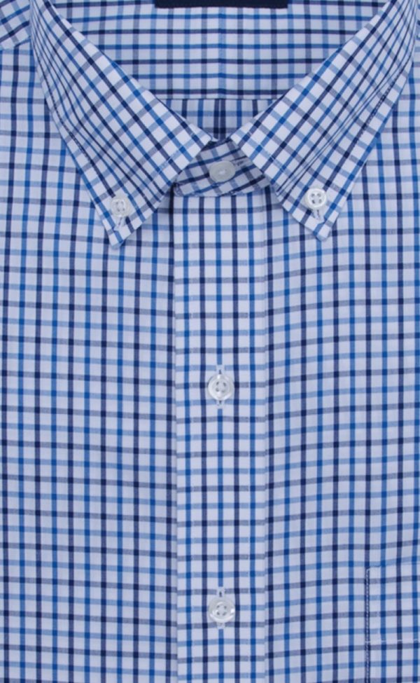 Classic Fit Blue   Navy Tattersall Button-Down Collar Supima® Cotton Non-Iron Broadcloth Sport Shirt (B T) Discount