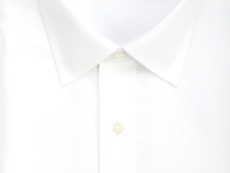 Tailored fit White Herringbone Spread Collar Supima® Cotton Non-Iron Dress Shirt (B T) Sale