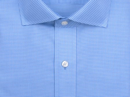 Classic fit Blue Houndstooth English Spread Collar Supima® Cotton Non-Iron Twill Dress Shirt on Sale