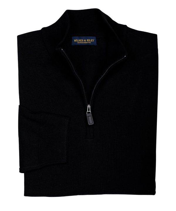 Ultra-fine Zegna Baruffa Half-Zip Merino Wool Sweater - Black Online