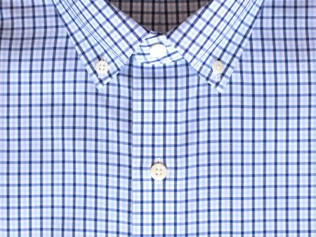 Tailored Fit Sky   Navy Tattersall check Button-Down Collar Supima® Non-Iron Cotton Broadcloth Sport Shirt Cheap