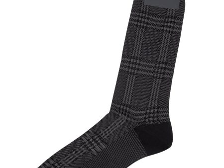 Black Large Plaid Egyptian Cotton - Mid Calf Sock Supply