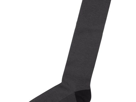 Black Bird s Eye Egyptian Cotton Over The Calf Sock Online now