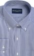 Classic Fit British Navy Stripe Button-Down Collar Non-Iron Pinpoint Oxford Dress Shirt Cheap