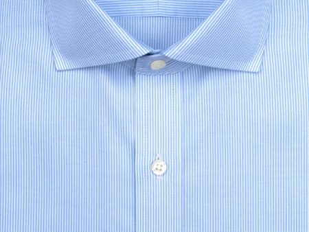 Classic Fit Blue Stripe English Spread Collar Supima® Cotton Non-Iron Twill Dress Shirt Fashion