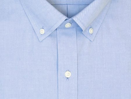 Classic Fit Blue Solid Button-Down Collar Supima® Cotton Non-Iron Pinpoint Oxford Dress Shirt Hot on Sale