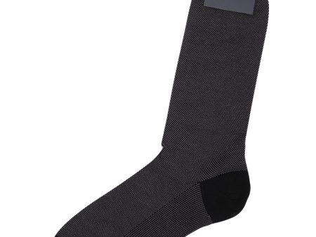 Black Bird s Eye Egyptian Cotton Mid calf Sock Online Sale