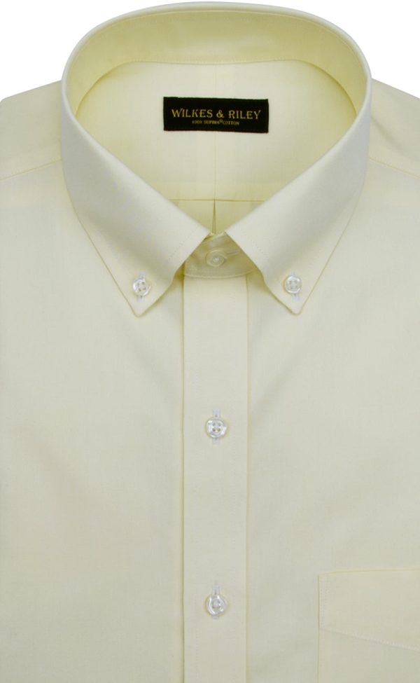 Tailored Fit Yellow Solid Button-Down Collar Supima® Cotton Non-Iron Pinpoint Oxford Dress Shirt Online Sale