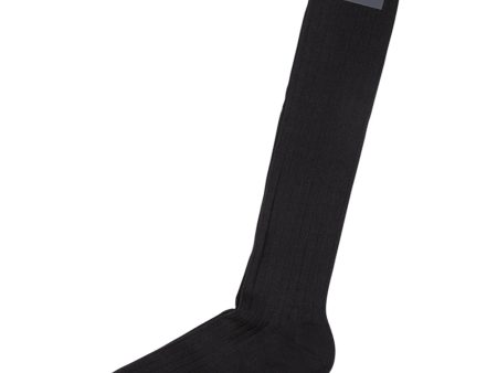 Black Ribbed Cotton Lisle “Filo Di Scozia” - Over The Calf Discount