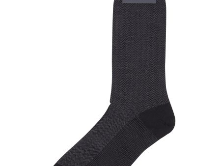 Black Herringbone Mid Calf Zegna Baruffa Merino Wool For Cheap