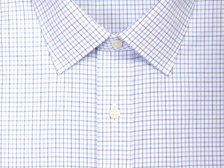 Classic Fit Blue   Navy Check Spread Collar  Supima® Cotton Non-Iron Broadcloth Dress Shirt Online