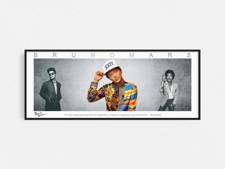 BRUNO MARS PANORAMIC COLLAGE PRINT SIGNED FRAMED WINGS For Sale