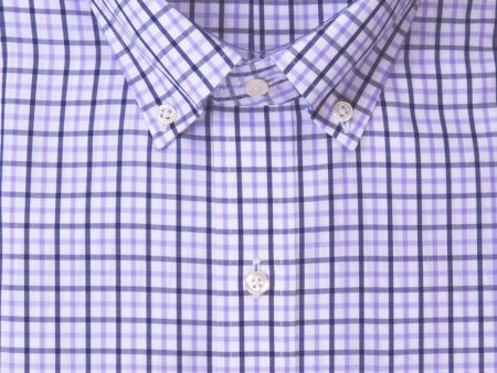 Tailored Fit Lavender   Navy Tattersall Button-Down Collar Supima® Cotton Non-Iron Broadcloth Sport Shirt (B T) Discount