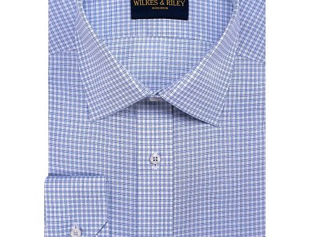 Tailored Fit Sky Oxford Check Spread Collar Non-Iron Dress Shirt Online now