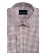 Tailored Fit Tan Spread Collar Non-Iron Queens oxford Check Dress Shirt Discount