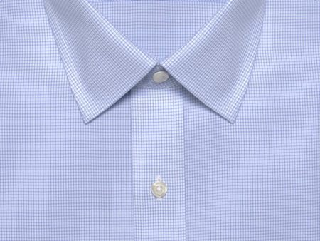 Classic Fit Blue Mini Check Spread Collar Supima® Cotton Non-Iron Broadcloth Dress Shirt (B T) Discount