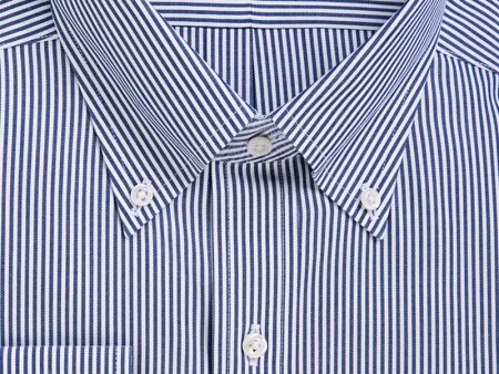 Classic Fit British Navy Stripe Button-Down Collar Non-Iron Pinpoint Oxford Dress Shirt Cheap