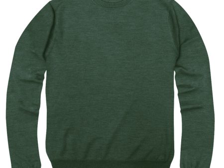 100% Pure Merino Wool Zegna Baruffa Crewneck Sweater - Hunter For Discount