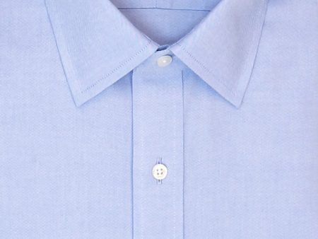 Tailored Fit Blue Solid Spread Collar Supima® Cotton Non-Iron Pinpoint Oxford Dress Shirt (B T) Online Sale