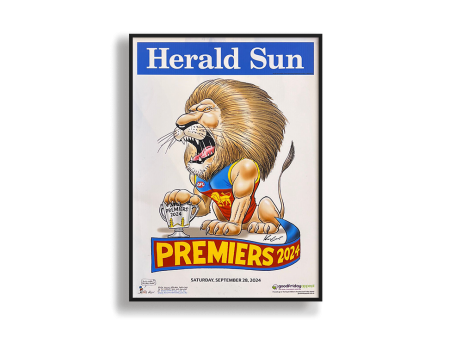 BRISBANE LIONS OFFICIAL HERALD SUN 2024 FRAMED POSTER Hot on Sale