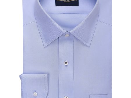 Classic Fit Blue Solid Spread Collar Non-Iron Pinpoint Oxford Dress Shirt Online now