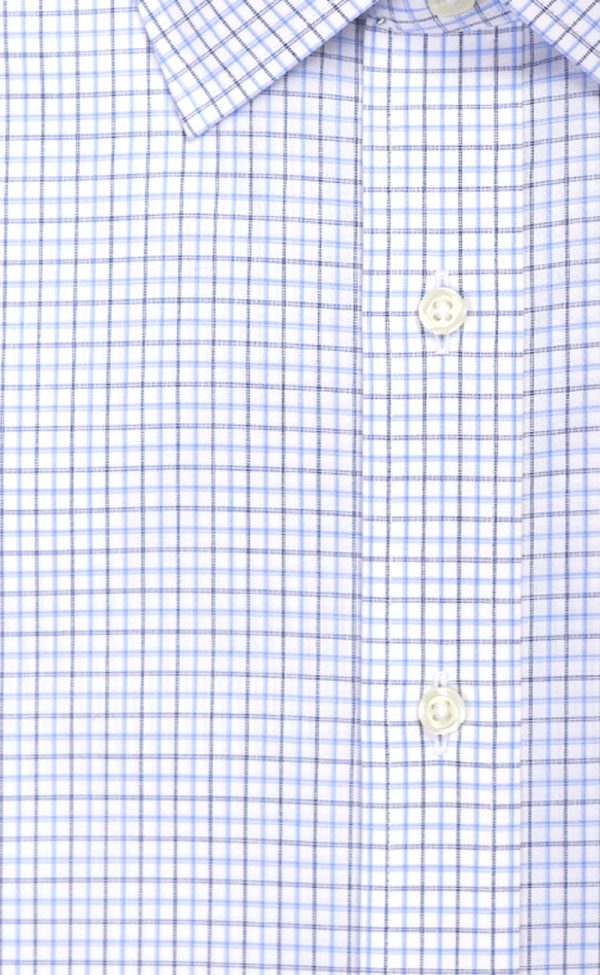 Classic Fit Blue   Navy Check Spread Collar  Supima® Cotton Non-Iron Broadcloth Dress Shirt Online