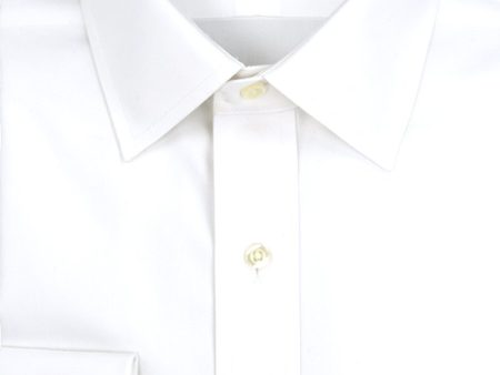 Classic Fit White Solid Spread Collar French Cuff Supima® Cotton Non-Iron Pinpoint Oxford Dress Shirt (B T) Online now