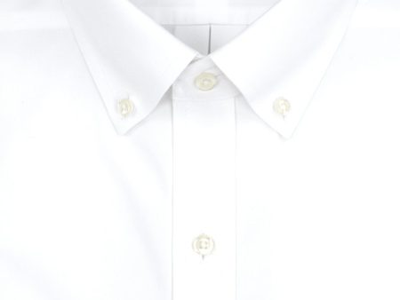 Tailored Fit White Solid Button-Down Collar Supima® Cotton Non-Iron Pinpoint Oxford Dress Shirt (B T) Sale