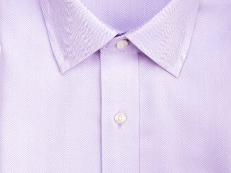 Classic Fit Lavender Herringbone Spread Collar Supima® Cotton Non-Iron Dress Shirt (B T) For Discount