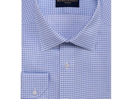 Classic Fit Blue Twill Graph Check Spread Collar Non-Iron Dress Shirt Online Sale