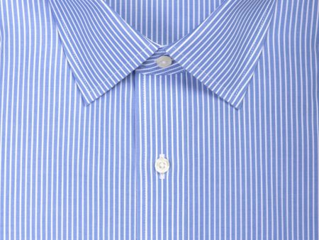 Classic Fit Blue Reverse Stripe Spread Collar Non-Iron broadcloth Dress Shirt Supply