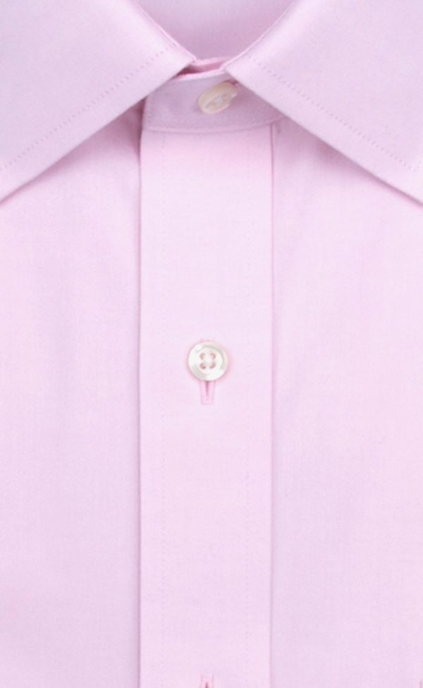 Tailored Fit Pink Solid Spread Collar Supima® Cotton Non-Iron Pinpoint Oxford Dress Shirt (B T) For Sale