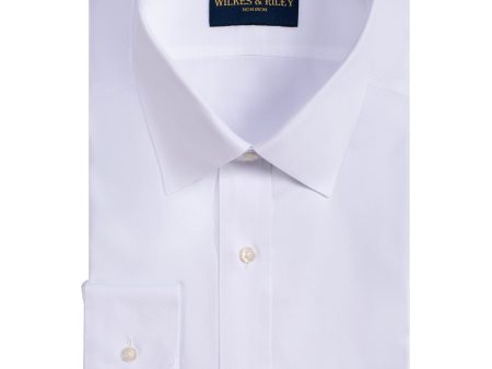 Tailored Fit White Spread Collar Supima® Cotton Non-Iron Pinpoint Oxford Dress Shirt on Sale