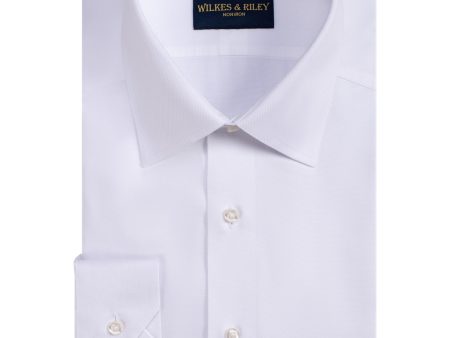 Tailored Fit White Spread Collar Non-Iron Queens Oxford Dress Shirt Sale