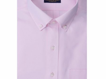 Tailored Fit Pink Solid Button-Down Collar Supima® Cotton Non-Iron Pinpoint Oxford Dress Shirt For Cheap