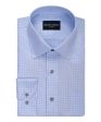 Classic Fit Blue Spread Collar Non-Iron Herringbone check Dress Shirt Cheap