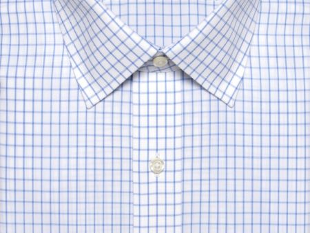 Classic Fit Blue Large Check Spread Collar Supima® Cotton Non-Iron Broadcloth Dress Shirt (B T) Online