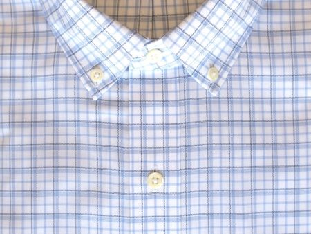 Classic Fit Blue   Navy Twill Check Button-Down Collar Supima® Cotton Non-Iron Sport Shirt (B T) For Discount