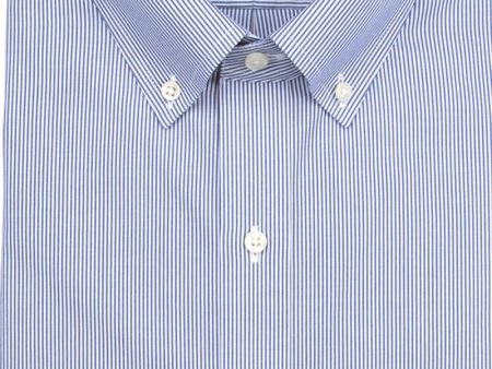 Classic Fit Blue Fine Line Button-Down Collar Supima® Cotton Non-Iron Pinpoint Oxford Dress Shirt (B T) Fashion