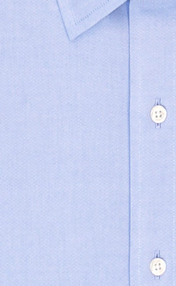 Tailored Fit Blue Solid Spread Collar Supima® Cotton Non-Iron Pinpoint Oxford Dress Shirt (B T) Online Sale