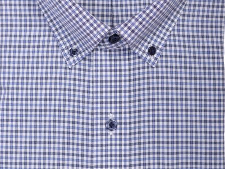 Classic Fit Blue & Dark Grey Check Button-Down Collar Supima® Non-Iron Cotton Broadcloth Sport Shirt Discount