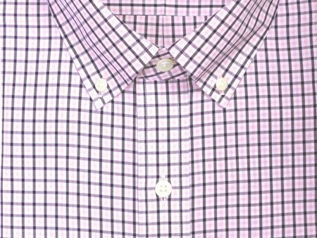 Classic Fit Pink   Navy check Button-Down Collar Supima® Non-Iron Cotton Broadcloth Sport Shirt (B T) For Discount