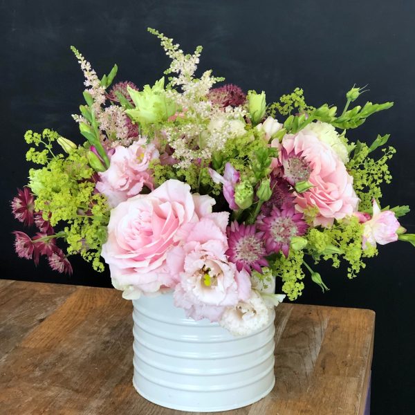 Enamel Tin Filled with Flowers - Whites For Discount