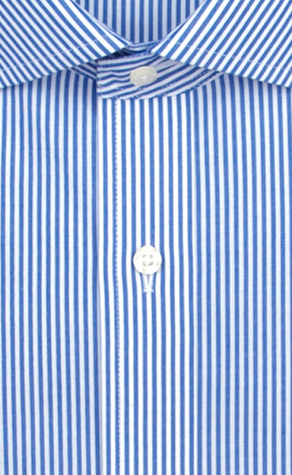 Classic Fit Blue Bengal Stripe English Spread Collar Supima® Cotton Non-Iron broadcloth Dress Shirt Fashion