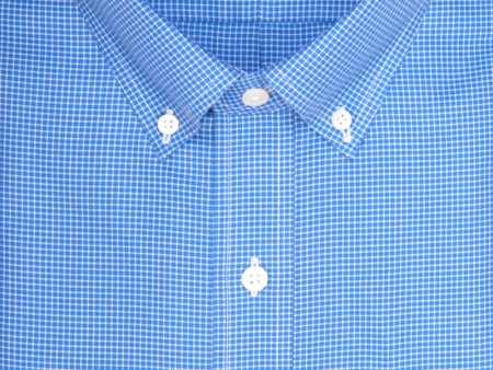 Classic Fit Blue Twill Mini Check Button-Down Collar Supima® Cotton Non-Iron Sport Shirt Fashion